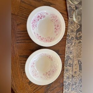 Floral Pink and White Ceramic Bowls (2)
